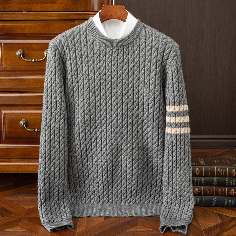 TrendAura Kingsford One Hundred Percent Cashmere Sweater For Men Handknit Ridged Texture Soft Warmth Layering