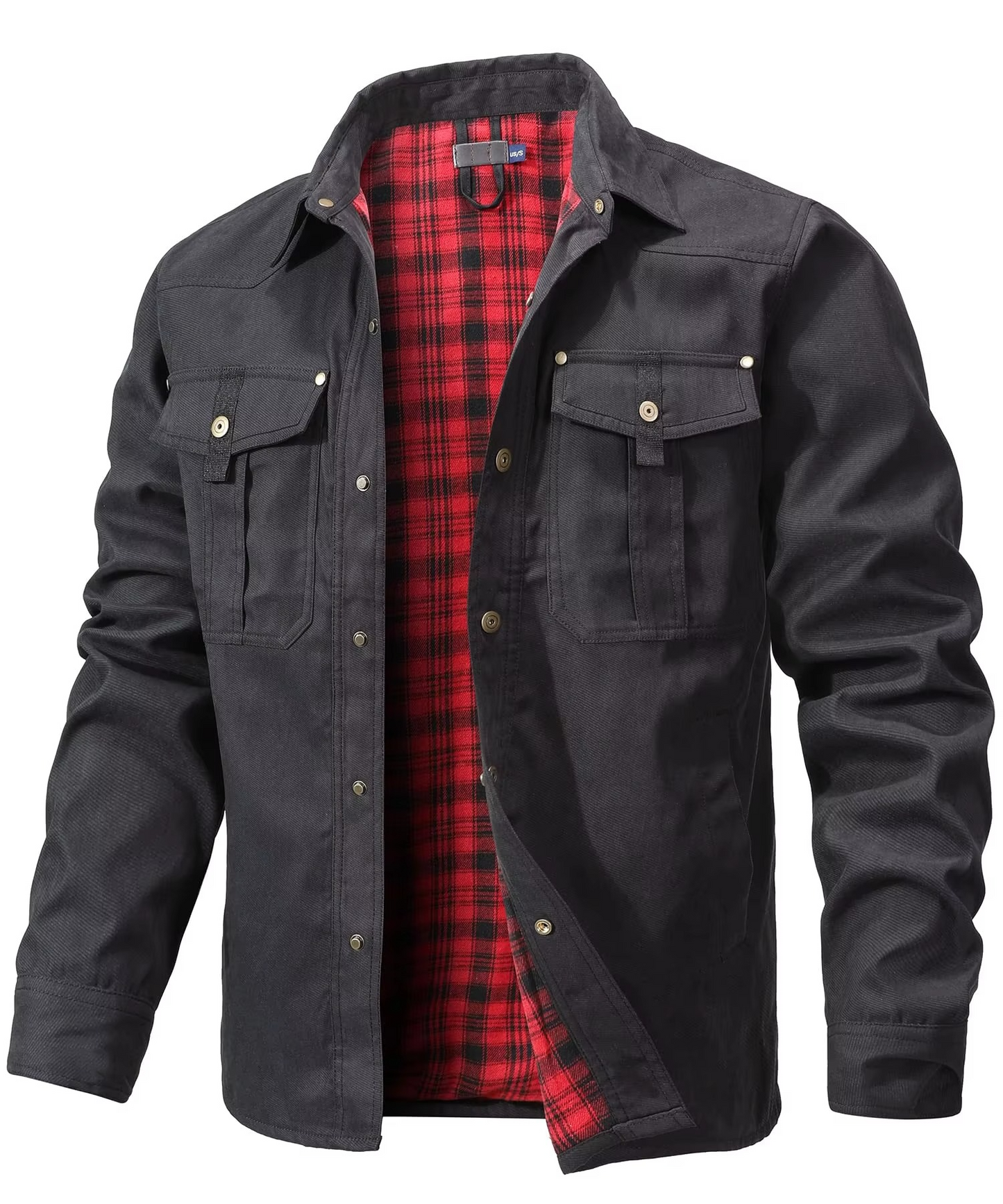 Men's Flannel Lined Shirt Jacket Western Style Overshirt With Snap Button Closures For All Seasons TrendAura