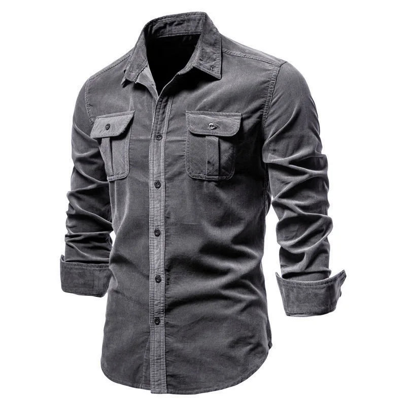 Gabriel Mens Winter Long Sleeve Utility Shirt With Rugged Durable Fabric And Chest Pockets By TrendAura
