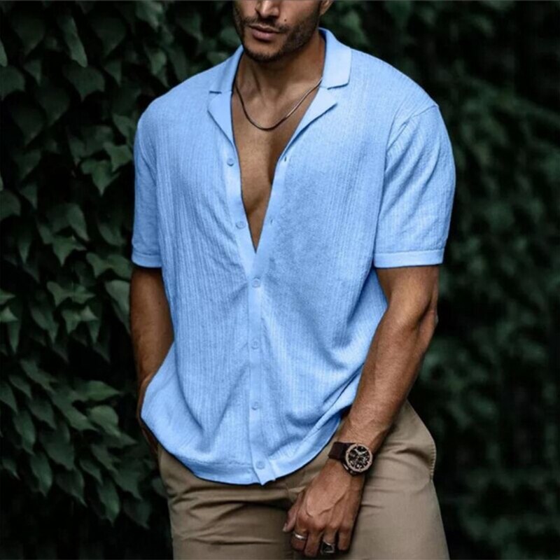 Javal Mens Cotton Shirt For Men Summer Breathable Lightweight Button Down Modern Fit