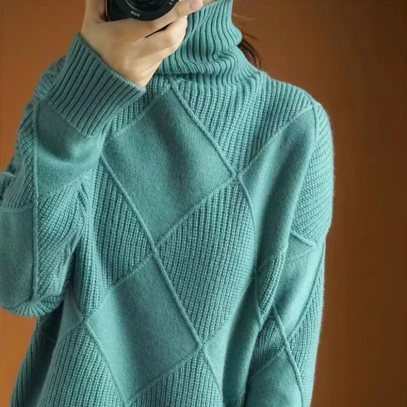 Women's Sweater with Diamond Pattern | Long Sleeve