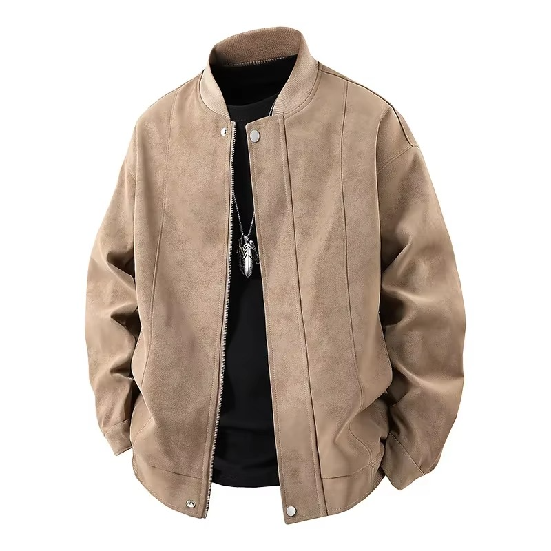 Spring 2025 Men's Lightweight Hong Kong Style Leather Jacket Casual Streetwear Bomber Coat TrendAura
