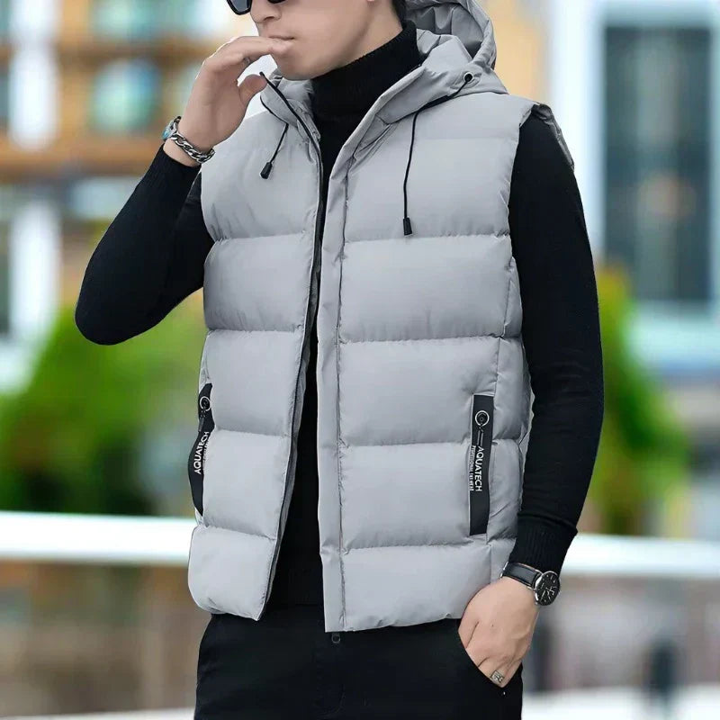 Mens Quilted Vest Slim Fit Insulated Hooded With Zipper Pockets By TrendAura Nordisk Flair