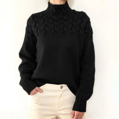 Iroza Womens Cable Knit Turtleneck Sweater For Warmth Comfort And Everyday Style