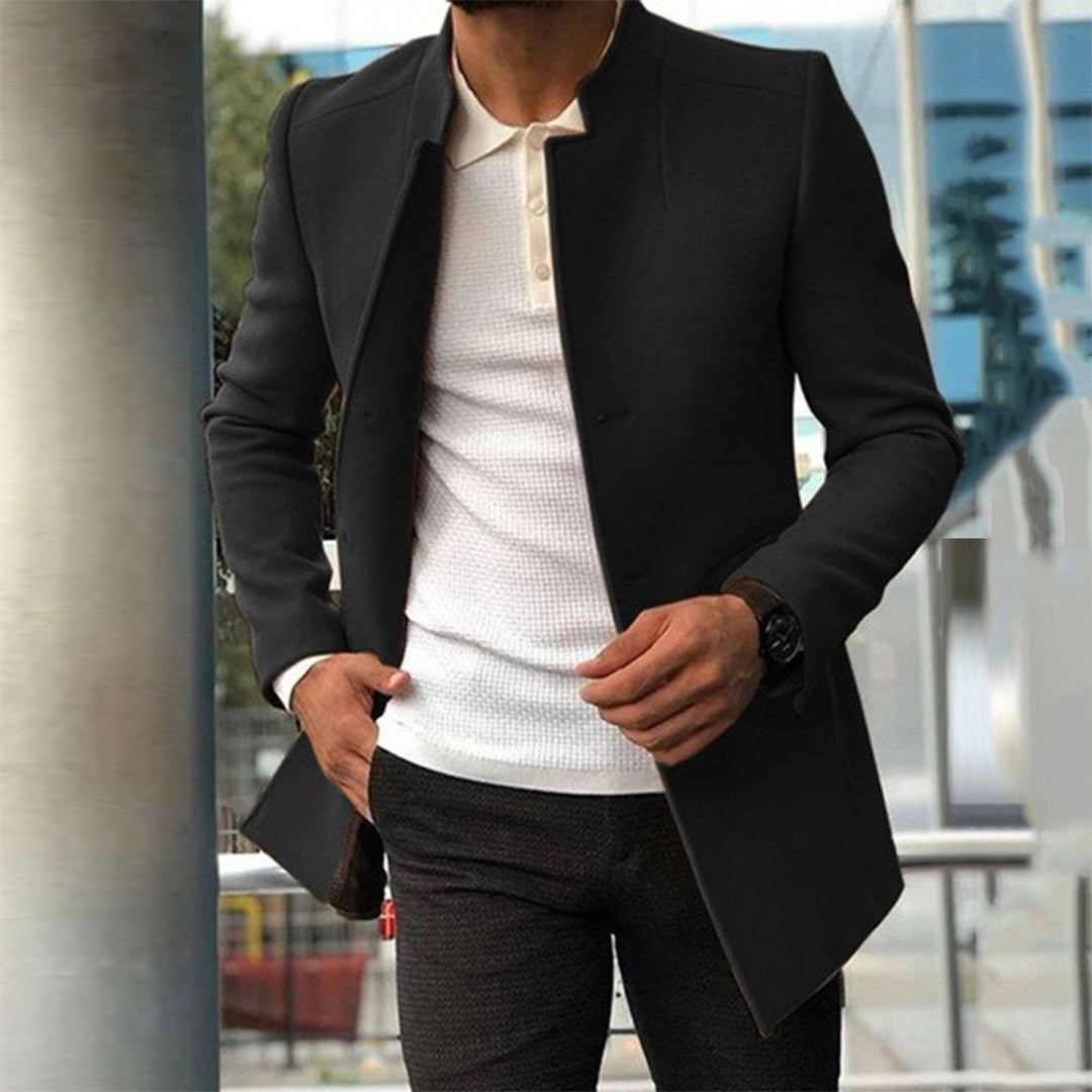 Jace Modern Slim Fit Long Coat for Men by TrendAura Tailored Winter Outerwear for Sophisticated Warmth