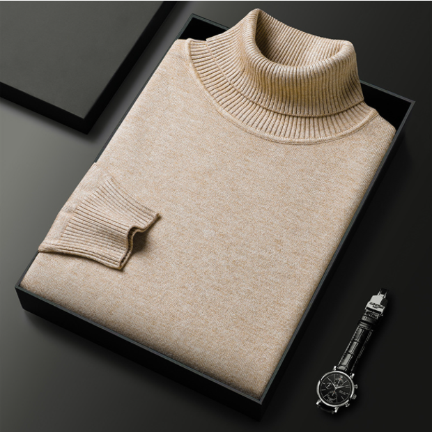 Logan Cashmere Turtleneck Sweater By TrendAura Soft Cashmere Cotton Blend Winter Knit