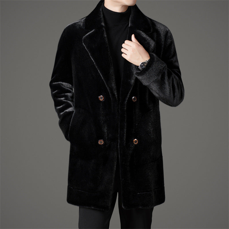 Arthur Double Breasted Overcoat For Men With Collared Button Front Knee Length Regular Fit Formal Winter Coat By TrendAura