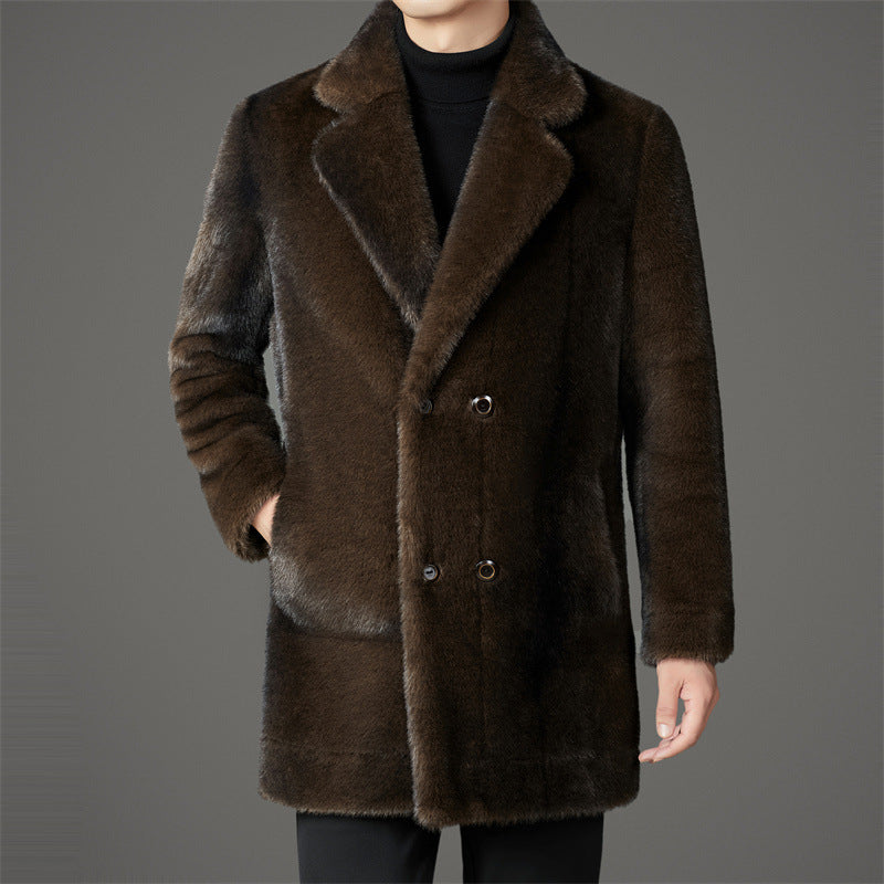 Arthur Double Breasted Overcoat For Men With Collared Button Front Knee Length Regular Fit Formal Winter Coat By TrendAura