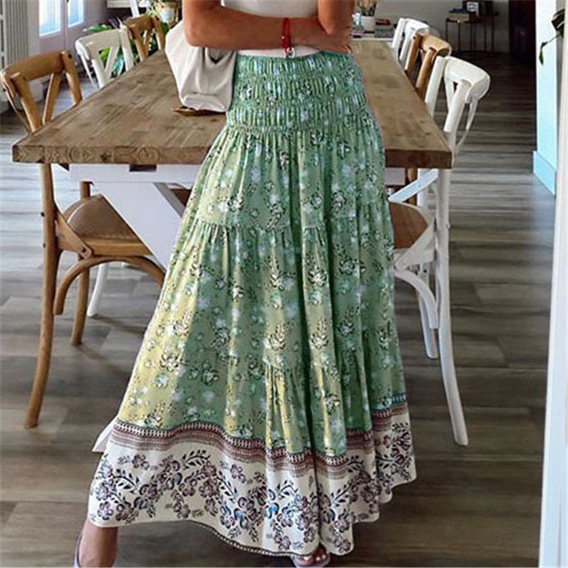 Women's Maxi Skirt - Elastic Waist - Bohemian Style - Layered Design