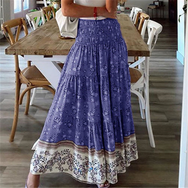 Women's Maxi Skirt - Elastic Waist - Bohemian Style - Layered Design
