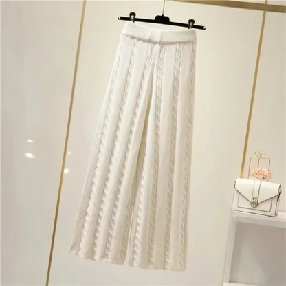 Women's Cozy Knit Three Piece Sweater and Wide Leg Pants Set