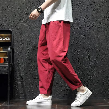Men's 100 Percent Cotton Lightweight Ankle Length Casual Pants With Relaxed Fit For Summer By TrendAura