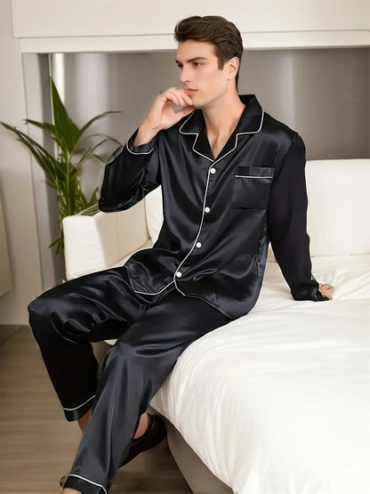 Eloura-Moda | Men's satin silk pajama set