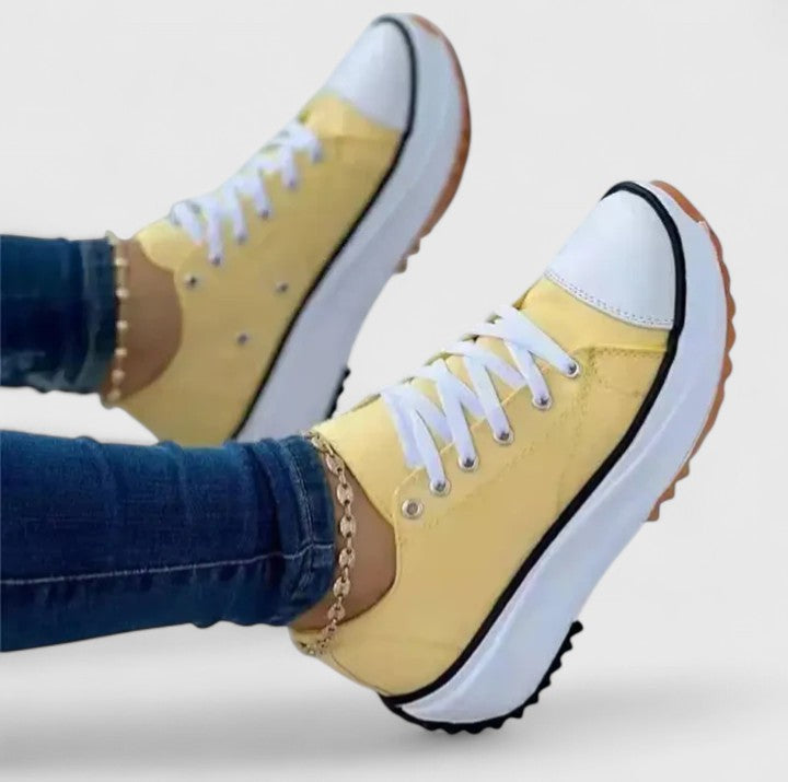 Kelly Canvas Sneakers For Women Lace Up Platform Shoes That Elevate Everyday Comfort