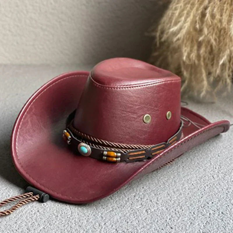 Women's Vintage Cowboy Hat with Classic Design and Wide Brim