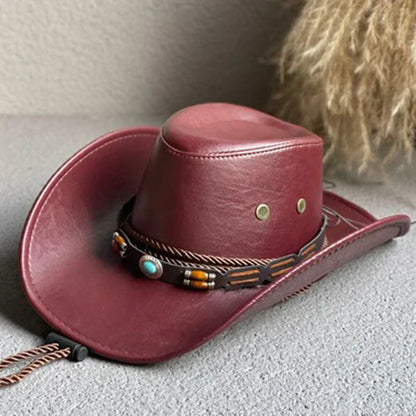 Women's Vintage Cowboy Hat with Classic Design and Wide Brim
