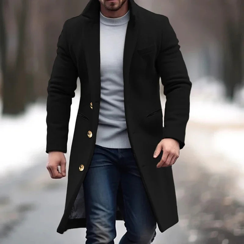 William Tailored Coat For Men Full Length Winter Overcoat In Light Gray For Formal And Casual Wear