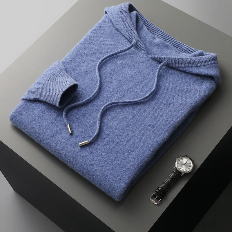 Men's Knit Hoodie for Everyday Comfort and Style Elevate Your Look with Cozy Ribbed Cuffs Casual Essential