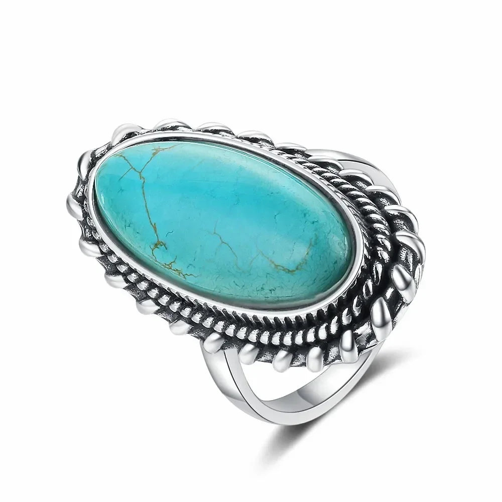 Women's Turquoise Ring with Unique Design and Adjustable Band