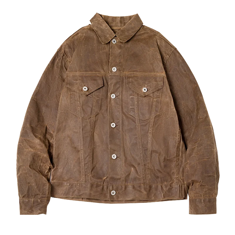 Morrison Waxed Canvas Jacket By TrendAura Heavyweight Oil Waxed Finish Waterproof Protection Tailored Fit All Season Outerwear