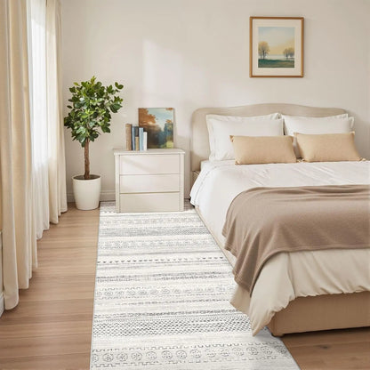 Washable Boho Farmhouse Bohemian Neutral Large Moroccan Geometric Soft No Slip Indoor Thin Floor Carpet for Bedroom Under Dining