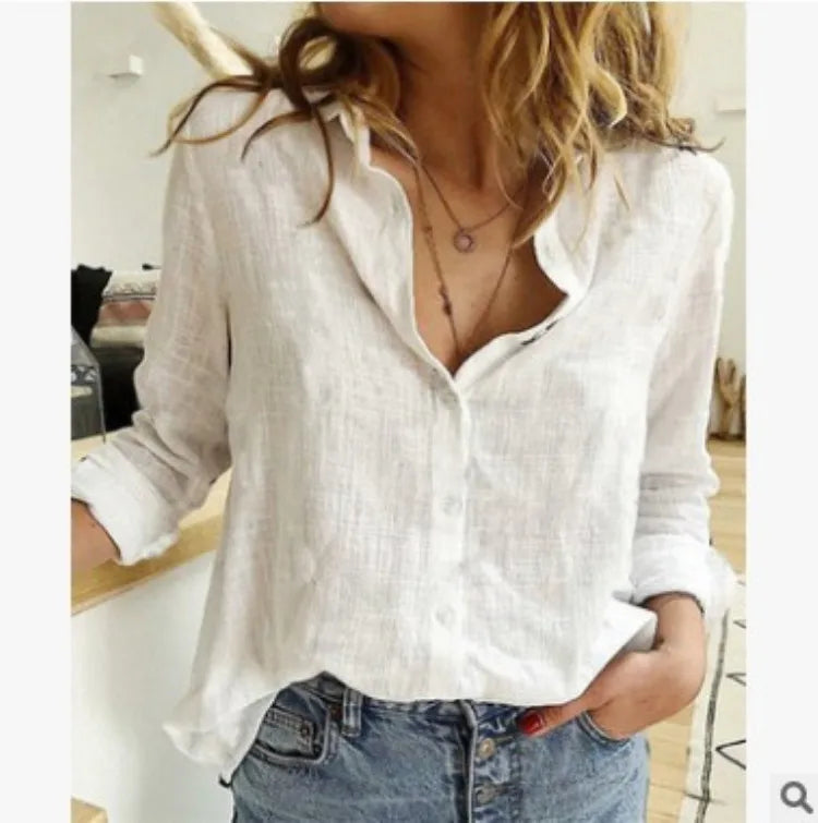 Nele Long Sleeve Blouse For Women Timeless Elegance Premium Cotton Breathable Comfort For Everyday Office Wear