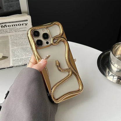 TrendAura Orion Snake Plated iPhone Case With Hollow Design Electroplated Finish TPU Protection For Heat Dissipation