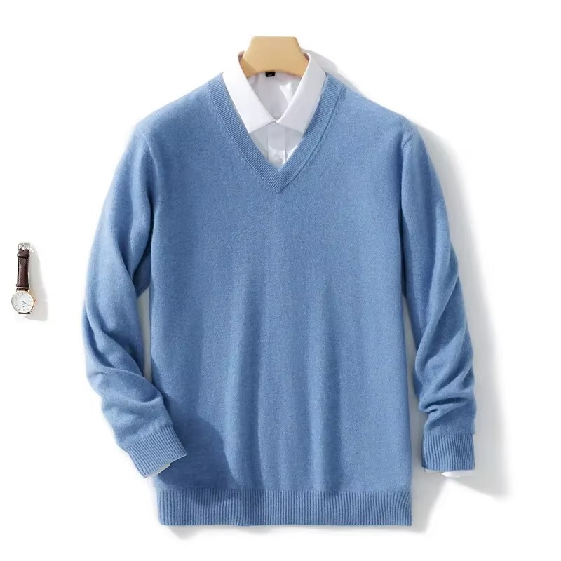 Men's Wool Blend V Neck Sweater Warm Knit Pullover For Winter Casual Fit Up To 5XL TrendAura