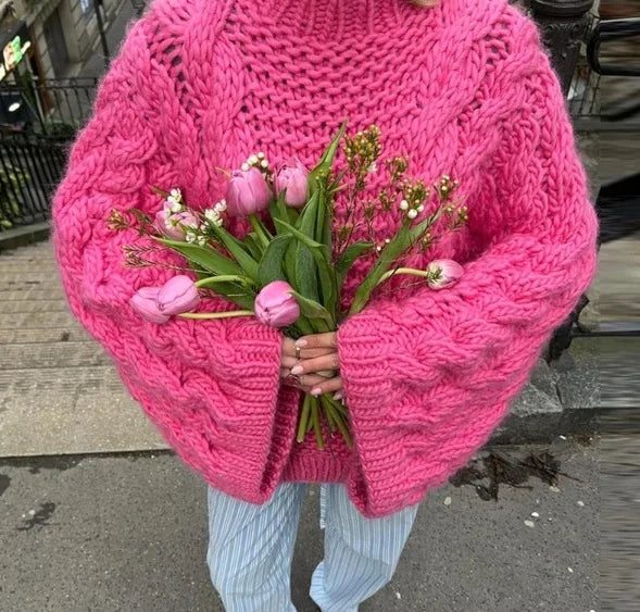 Mia Oversized Sweater for Women With Chunky Cable Knit Cozy Pullover for Everyday Comfort and Style