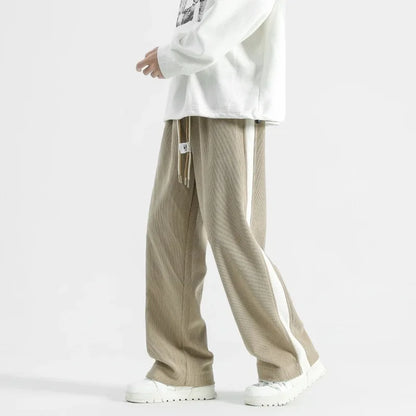 Brayden Corduroy Wide Leg Joggers For Men High Rise Drawstring Waist Velvet Corduroy Trousers
