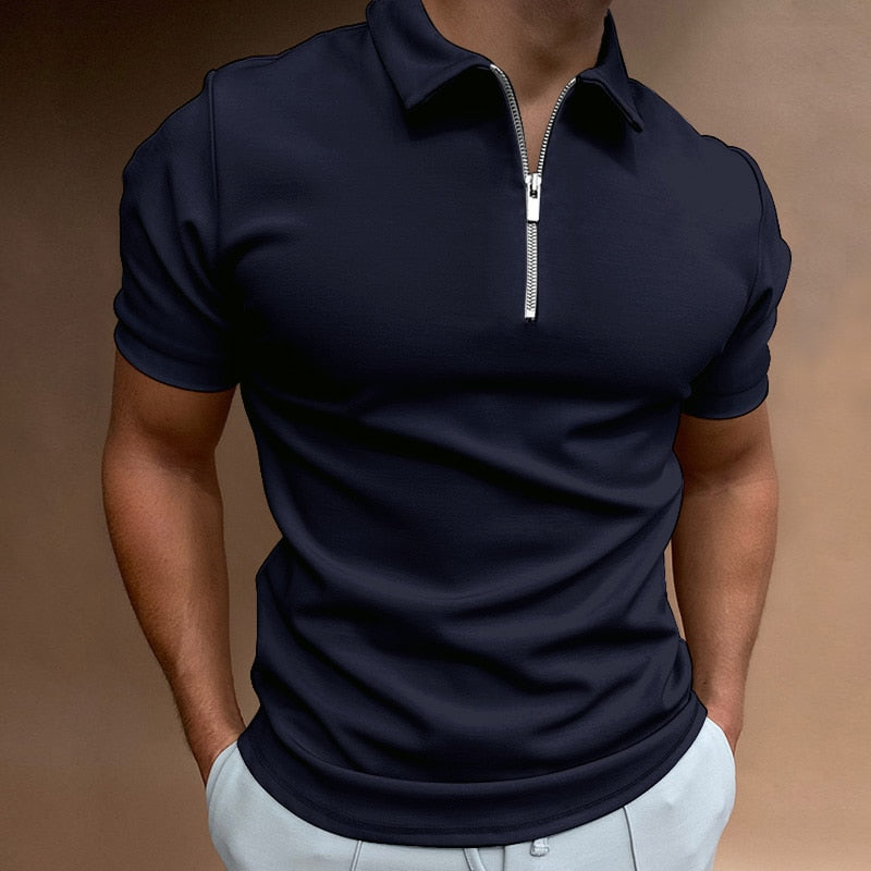 Max Zipper Polo Shirt For Men Ultra Comfortable Modern Style For Office And Casual Wear