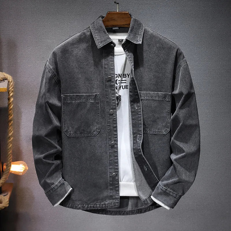 Rochefort Paris Denim Jacket For Men TrendAura Midweight Denim With Structured Fit And Minimal Detailing