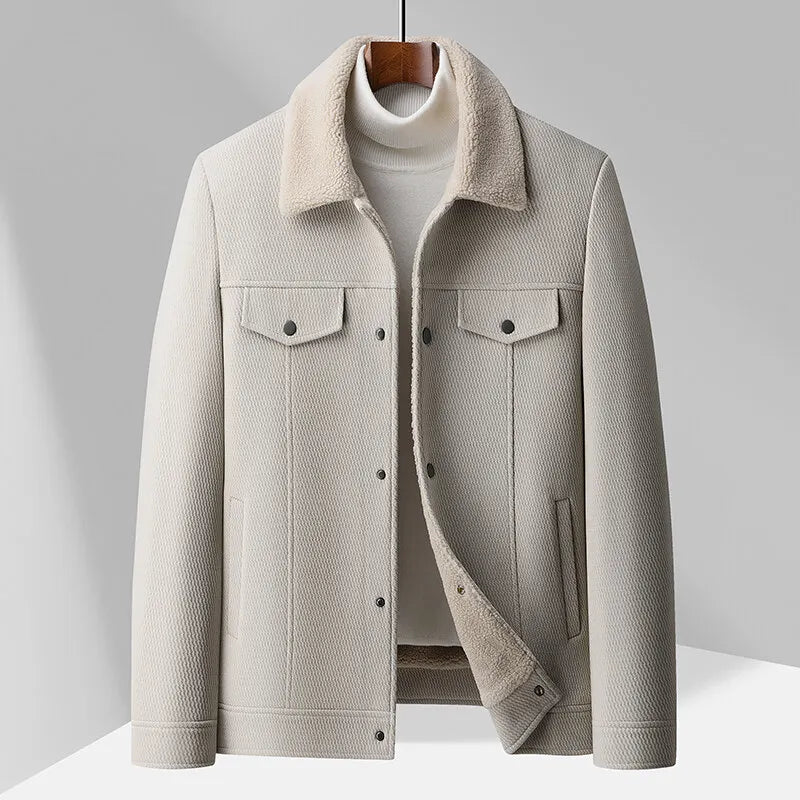 Nordic Sherpa Jacket For Men Warm Wool Blend Insulated Layerable With Structured Tailored Fit And Luxe Lapel