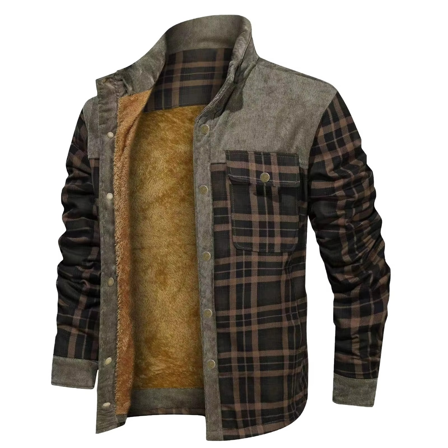 Mens Wool Lined Flannel Plaid Hooded Shirt Jacket Warm Thick Outerwear TrendAura