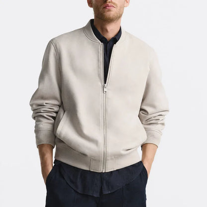 TrendAura Elite Suede Bomber Jacket For Men With Tailored Fit And Soft Inner Lining