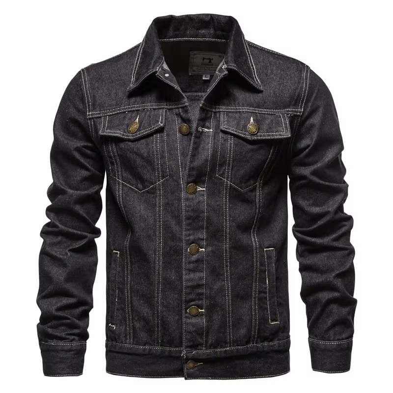 Men's Slim Fit Vintage Denim Jacket Cotton Casual Motorcycle Style Coat TrendAura