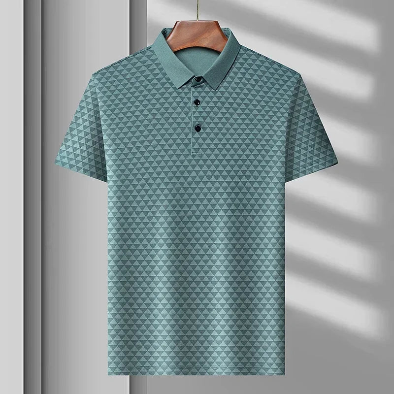 Palmer Silk Polo by TrendAura Ice Silk Fabric Moisture Wicking Performance Polo With Striking Pattern