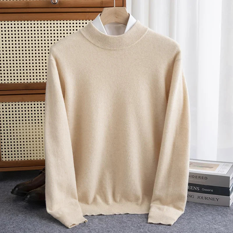 TrendAura Princeton 100 Percent Wool Sweater for Men With Half High Collar Soft Warm Layering Essential