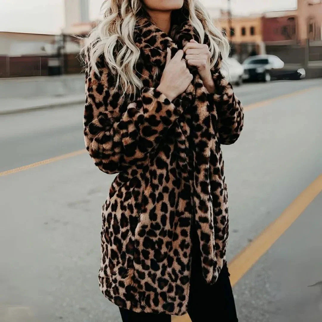 Sasha Leopard Print Faux Fur Coat