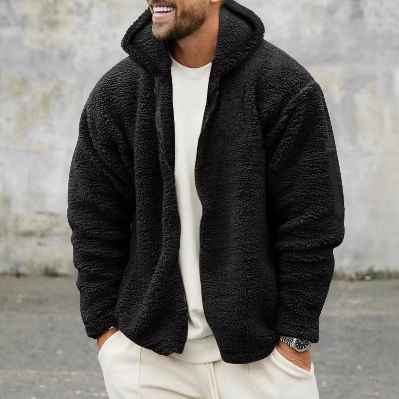 TrendAura Mens Reversible Fleece Hooded Jacket For Cold Weather Autumn Winter Cozy Warmth Everyday Outdoors