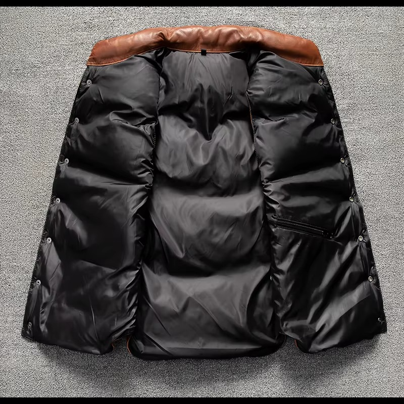 Mens Real Quilted Brown Leather Biker Vest