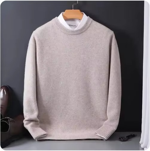 TrendAura Classic Cashmere O-Neck Navy Men's Sweater Knit Pullover for Soft Warmth and Refined Comfort