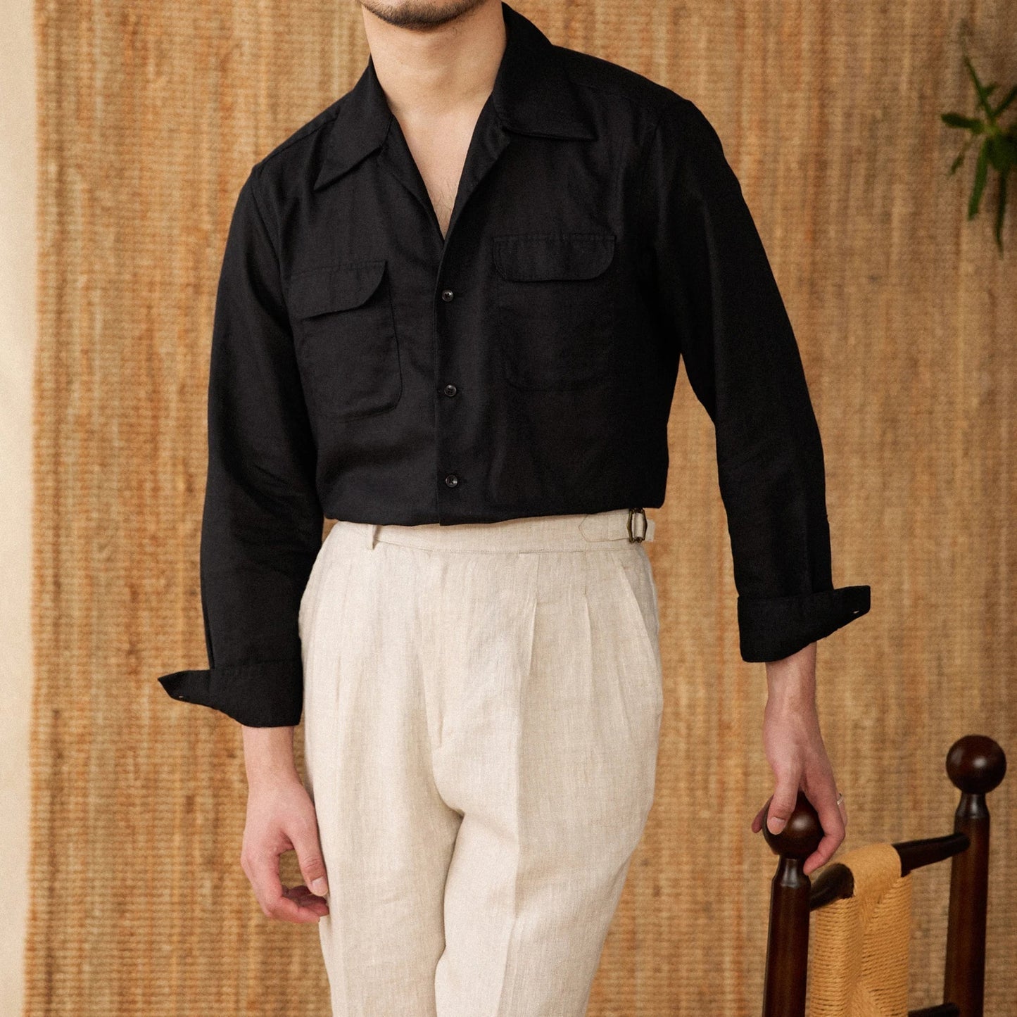 TrendAura Men's Linen Shirt In Relaxed Fit With Long Sleeves, Button Closure, Breathable Comfort For Warm Weather