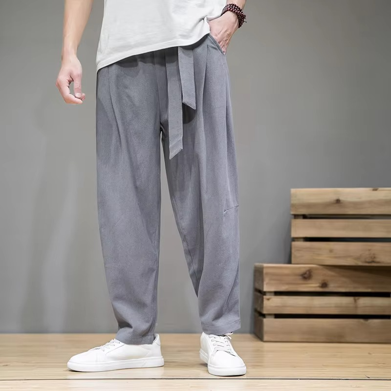 TrendAura Mens Cotton Linen Elastic Waist Harem Pants For Everyday Comfort And Free Movement