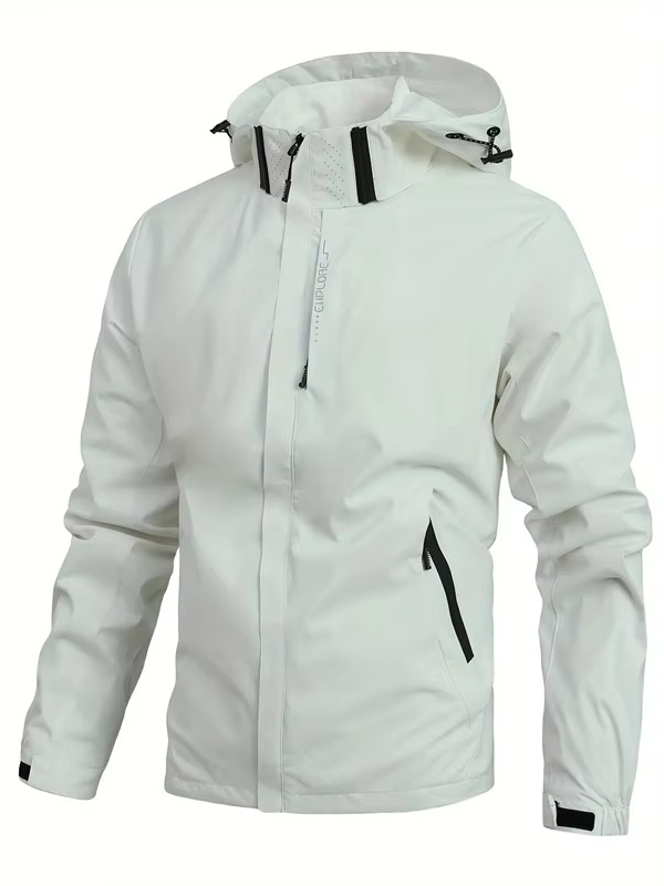 TrendAura Men's Lightweight Waterproof Hooded Rain Jacket for Hiking and Outdoor Adventures