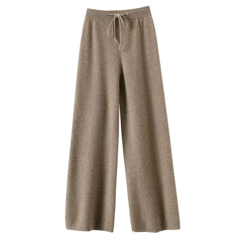 Women's High Waist Wide-Leg Woolen Knit Pants – Soft Comfort for Fall and Winter