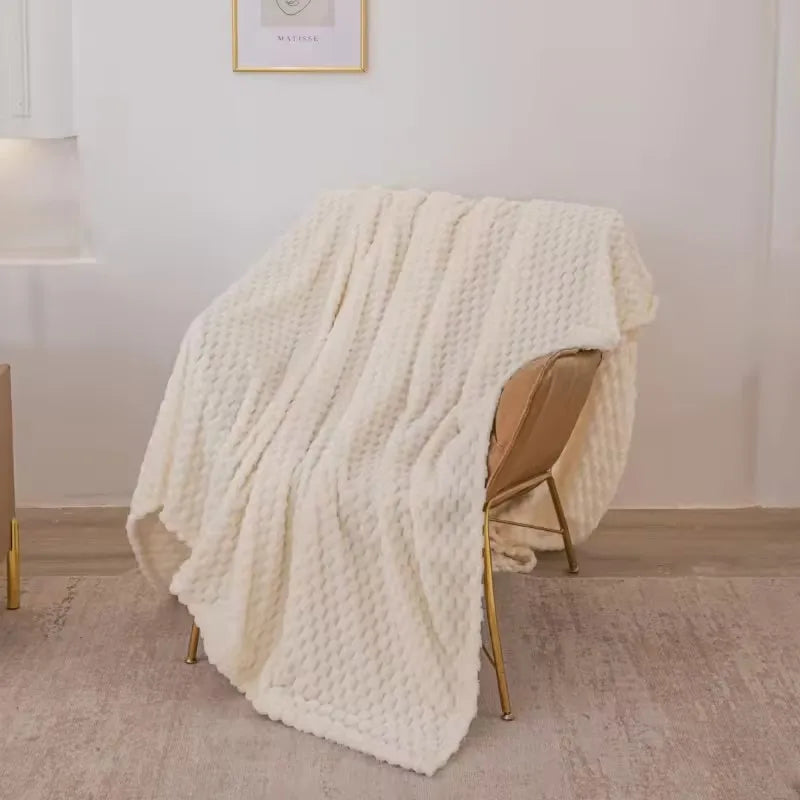 Yellow Plaid Velvet Blanket Soft Cozy Warm For Sofa Bed Adults Children Pets Versatile Throw