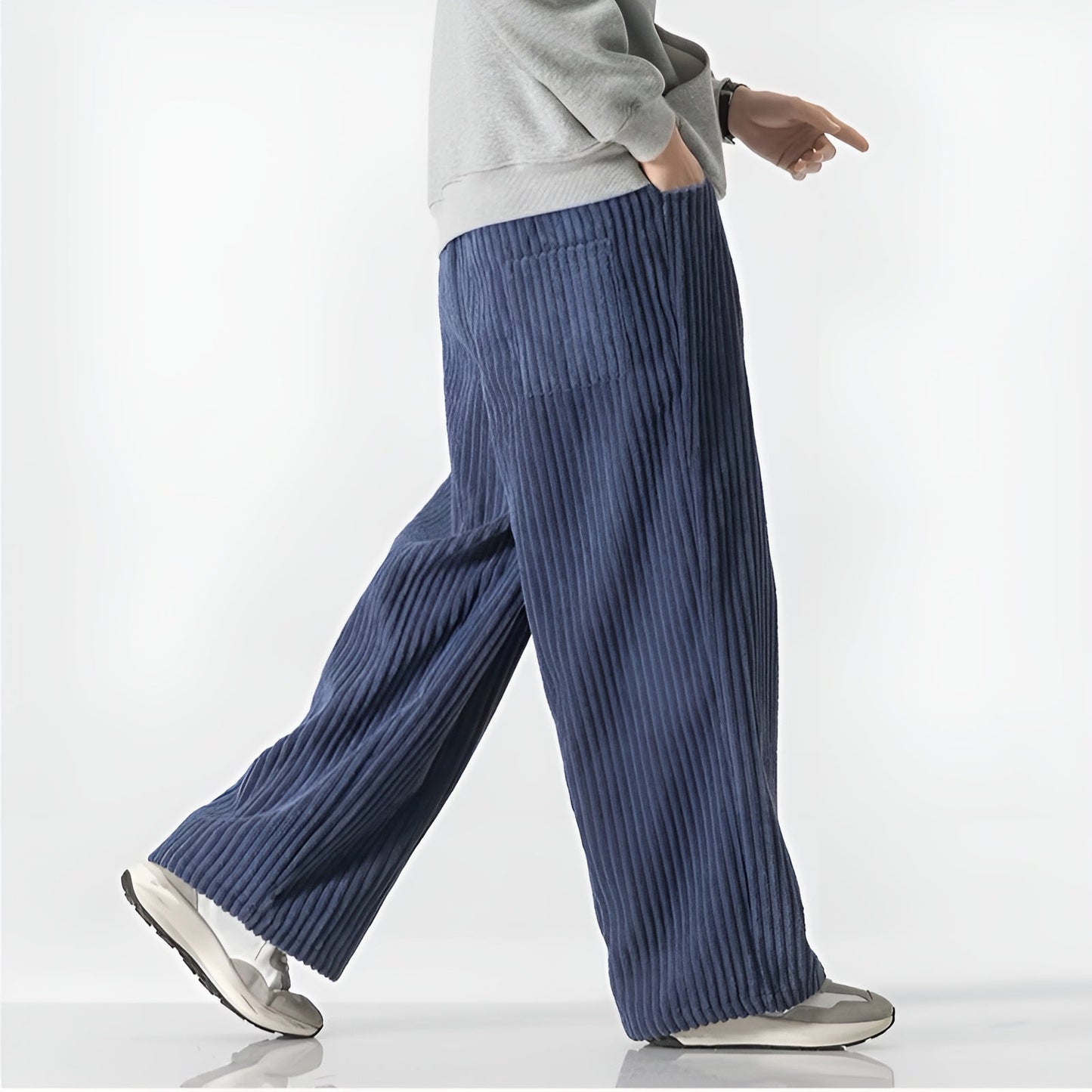 TrendAura Drift Relaxed Corduroy Pants - Densely Ribbed Texture For Depth And Elastic Drawstring Waist