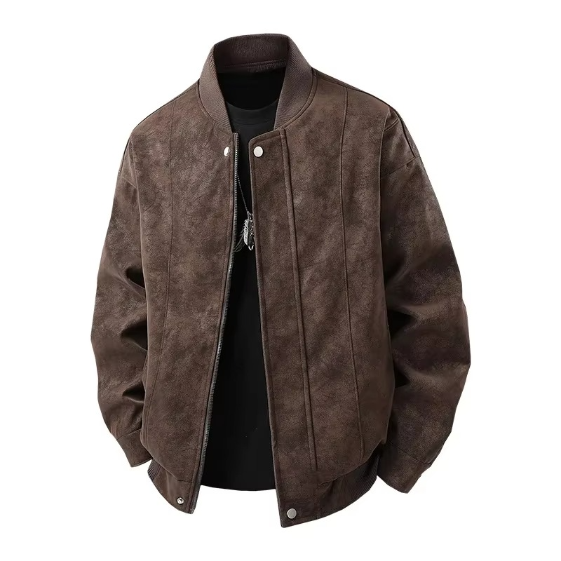 Spring 2025 Men's Lightweight Hong Kong Style Leather Jacket Casual Streetwear Bomber Coat TrendAura