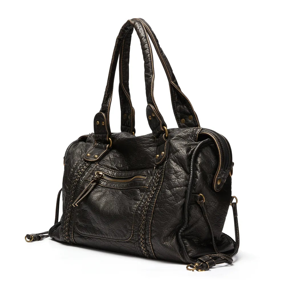 Claire - Vegan Leather Structured Shoulder Handbag - TrendAura